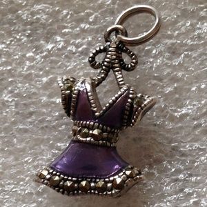 Sterling Silver Marcasite and Enamel Dress Charm
